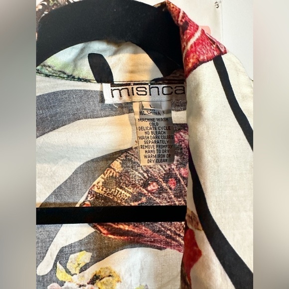 Mishca unique zebra print multicolored butterfly open tie front top - Picture 2 of 4